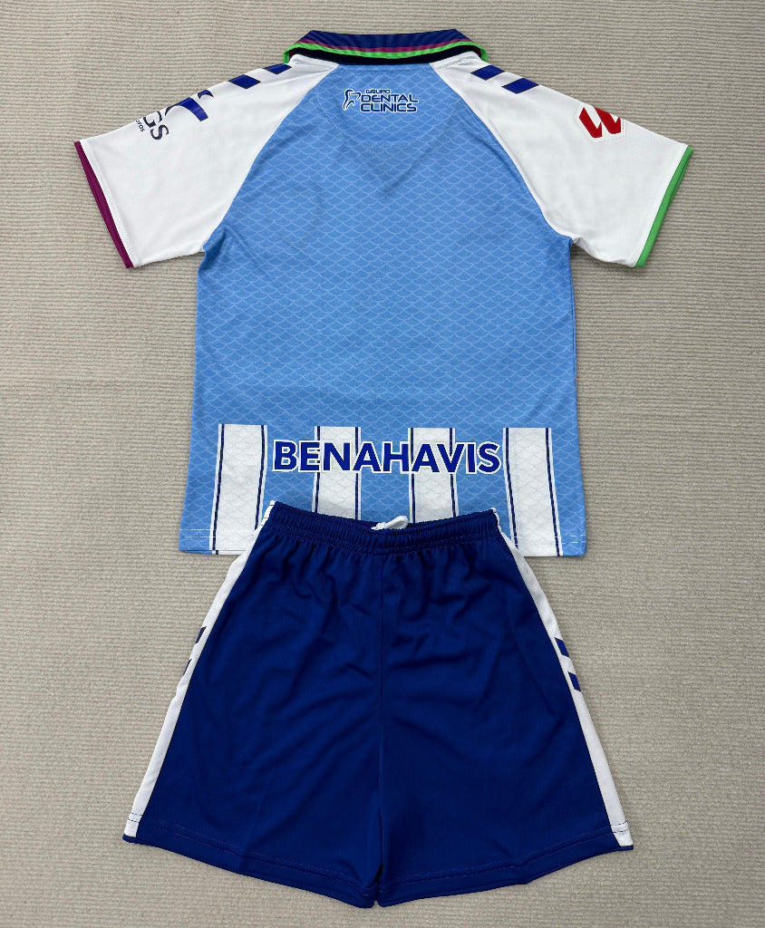 Malaga 26/27 White/Blue Stripes Home Kids Jersey Set