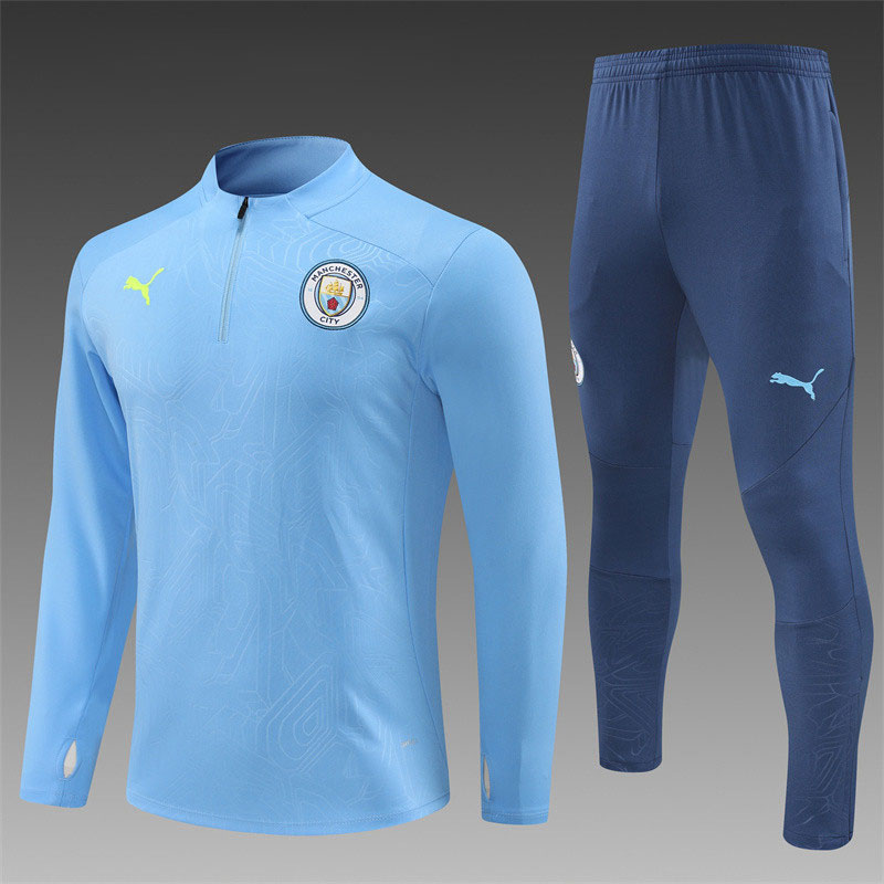 Manchester City 24/25 Adults/Kids 1/4 Blue Zip Full Sleeve Training Suit - Concept Kits