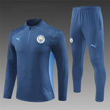 Manchester City 24/25 Adults/Kids 1/4 Blue Zip Long Sleeve Training Suit - Concept Kits