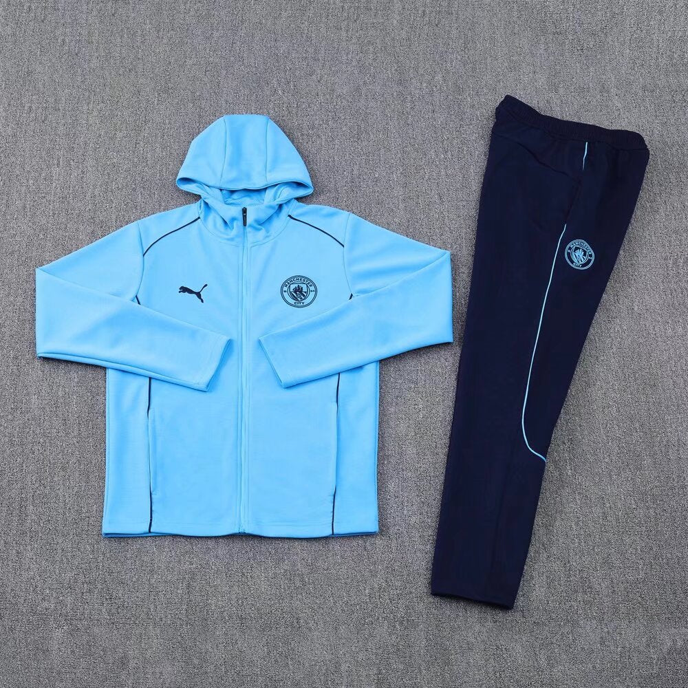 Manchester City 24/25 Blue Hoodie Jacket Set - Concept Kits