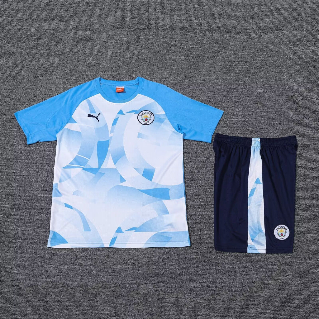 Manchester City 24/25 Blue Pre-Match Short Sleeve Training Kit - Concept Kits