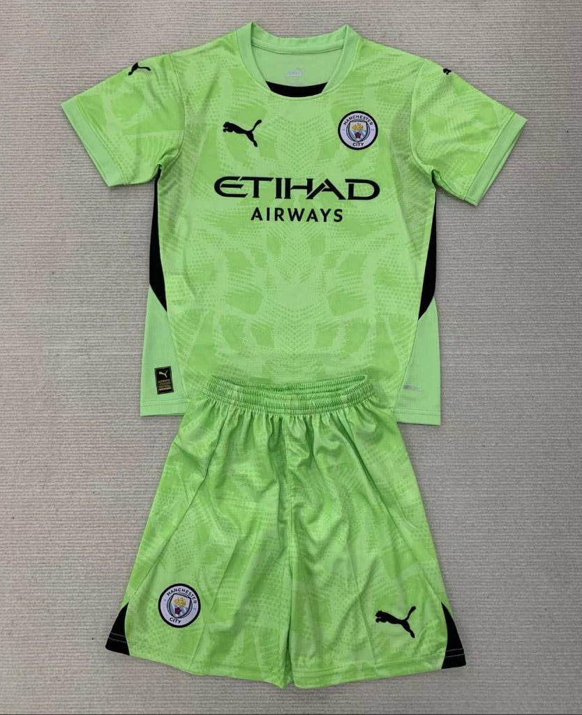 Manchester City 24/25 Green Goalkeeper Jersey Kids Kit - Concept Kits