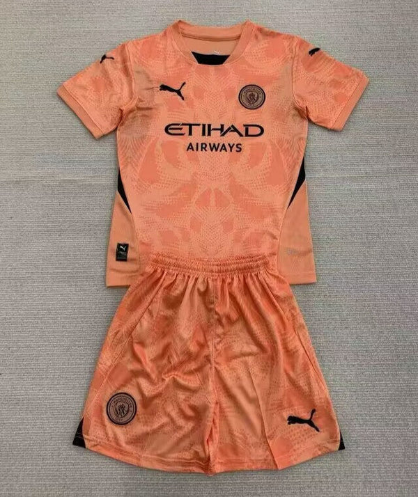 Manchester City 24/25 Orange Goalkeeper Kids Kit | Official Youth Match ...