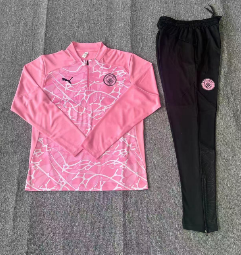 Manchester City 24/25 Pink Adults/Kids Pre-Match Long Sleeve Tracksuit Set - Concept Kits