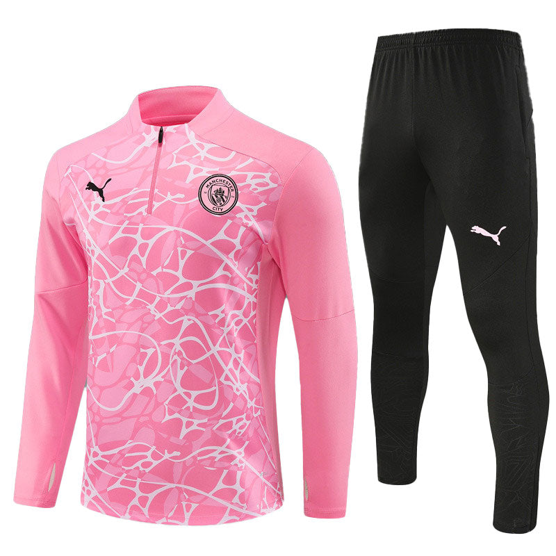 Manchester City 24/25 Pink Adults/Kids Pre-Match Long Sleeve Tracksuit Set - Concept Kits