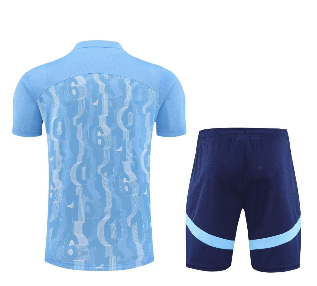 Manchester City 24/25 Pre-Match Training Shirt & Home Shorts - Concept Kits