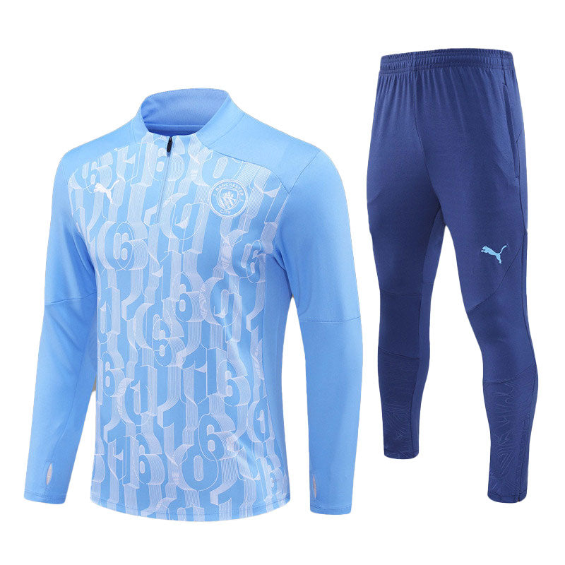 Manchester City 24/25 Sky Blue Adults/Kids Pre-Match Long Sleeve Training Suit - Concept Kits