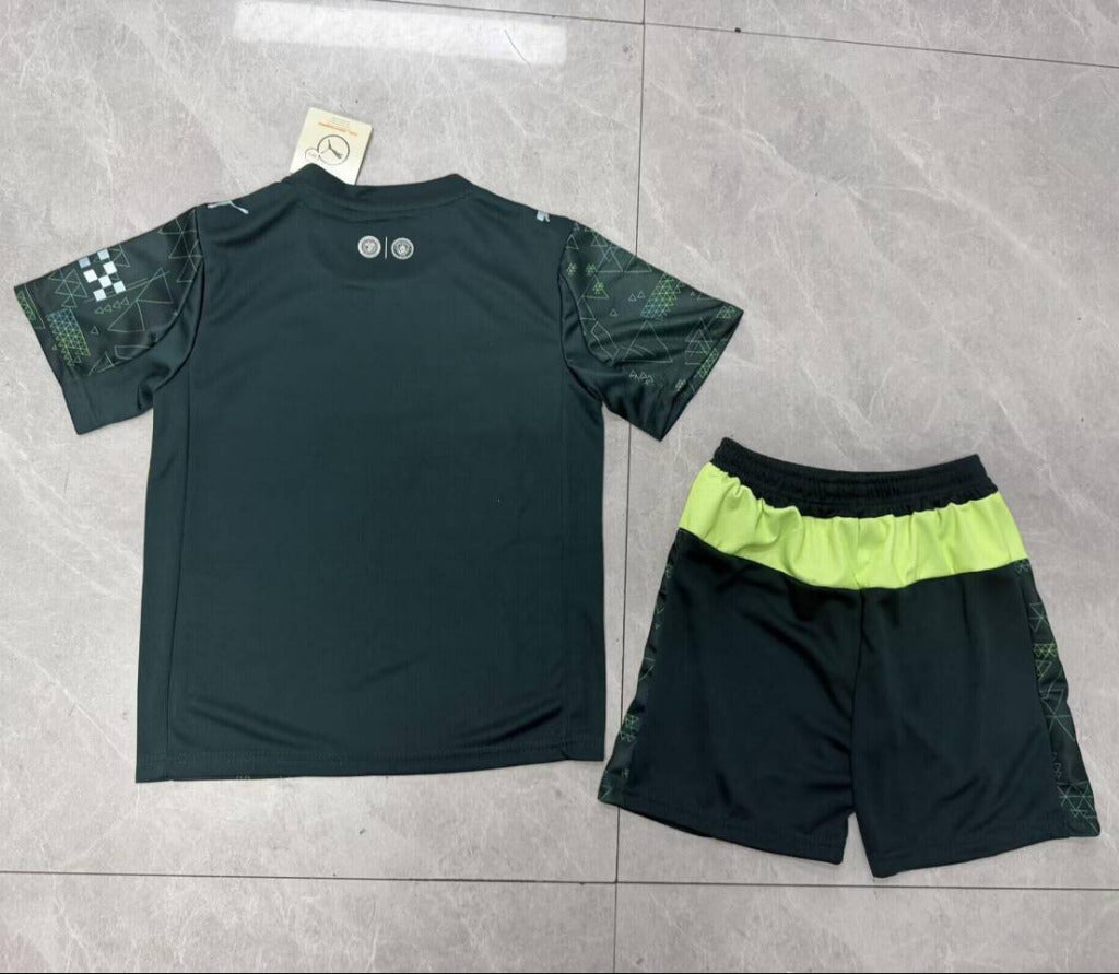 Manchester City 25/26 Dark Green 4th Kids Jersey Set