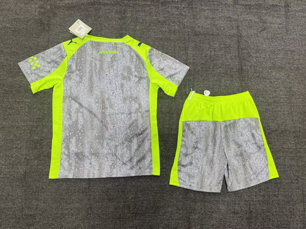 Manchester City 25/26 Gray/Green 3rd Kids Jersey Set