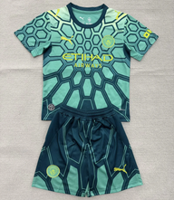 Manchester City 26/27 Green Honeycomb Goalkeeper Kids Jersey Set