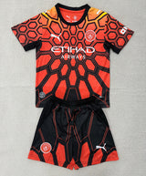 Manchester City 26/27 Orange/Black Honeycomb Goalkeeper Kids Jersey Set