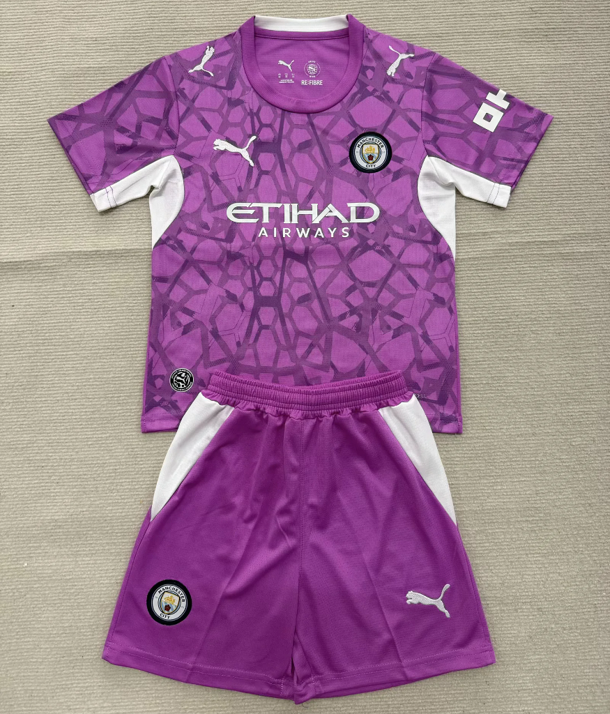 Manchester City 26/27 Purple/White Goalkeeper Kids Jersey Set
