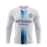 Manchester City 26/27 White/Blue Vertical Stripe Third Away Long Sleeve Jersey