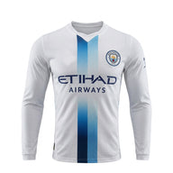 Manchester City 26/27 White/Blue Vertical Stripe Third Away Long Sleeve Jersey