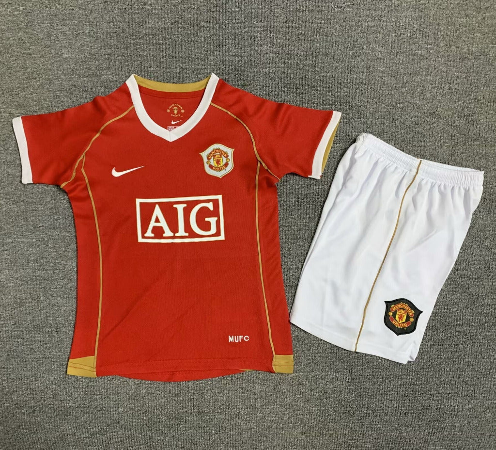 Manchester United 2006/07 Vintage Retro Home Kids Jersey Set