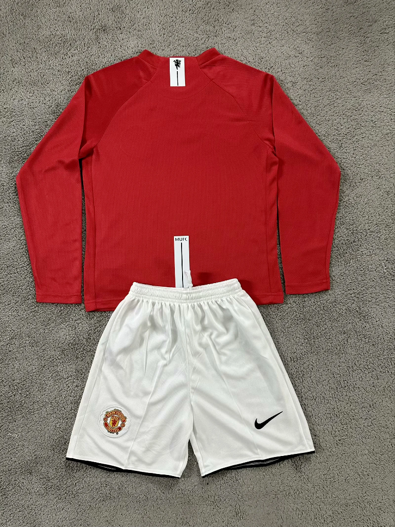 Manchester United 2007/08 Vintage Retro Long Sleeve Kids Jersey Set
