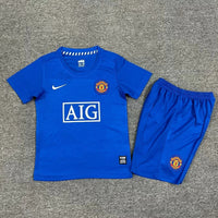 Manchester United 2008/09 Vintage Retro Blue Kids Jersey Set