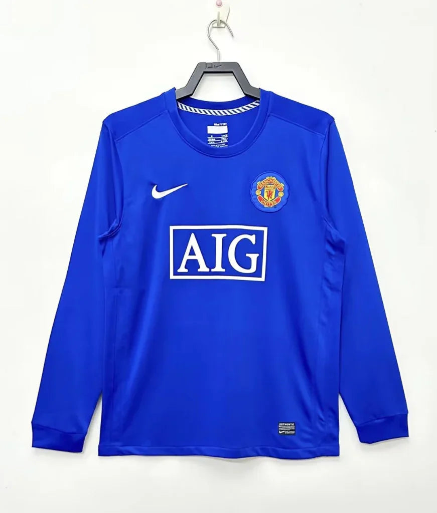 Manchester United 2008/09 Vintage Retro Second Away Blue Long Sleeves Jersey - Concept Kits