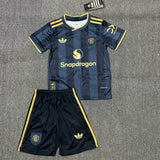 Manchester United 25/26 Black Third Kids Jersey Set