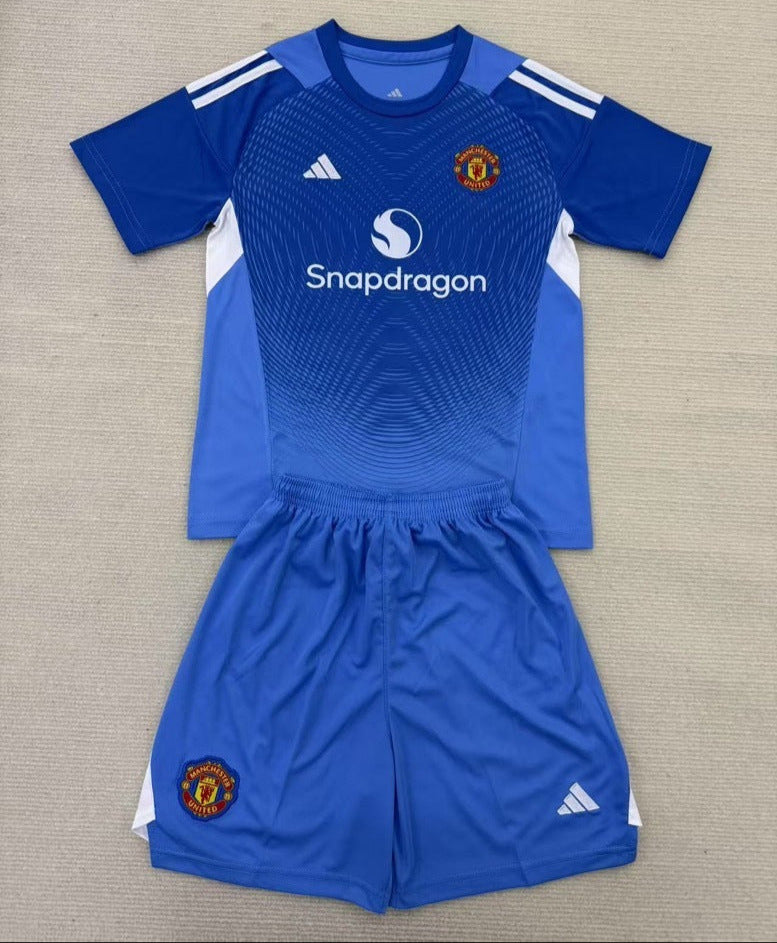 Manchester United 25/26 Blue Goalkeeper Kids Jersey Set