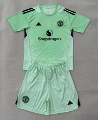 Manchester United 25/26 Green Goalkeeper Kids Jersey Set