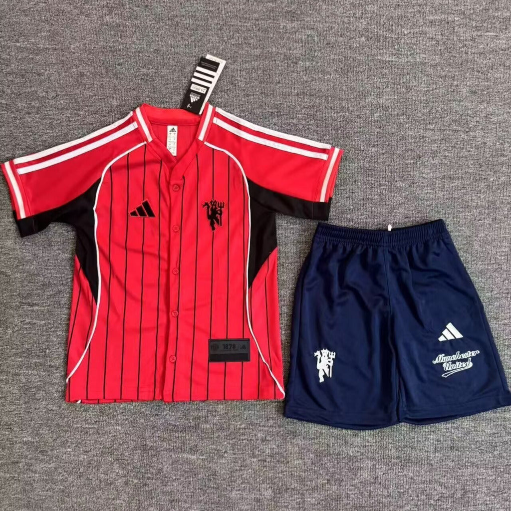 Manchester United 25/26 Red Baseball Kids Jersey Set