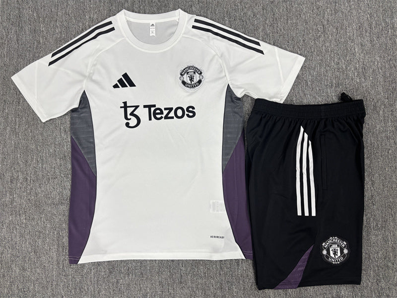 Manchester United 25/26 White/Purple Kids Jersey Set