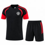 Manchester United 26/27 Black/Red Stripes Training Kids Jersey Set