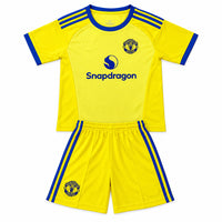 Manchester United 26/27 Black/Yellow Stripes Goalkeeper Kids Jersey Set