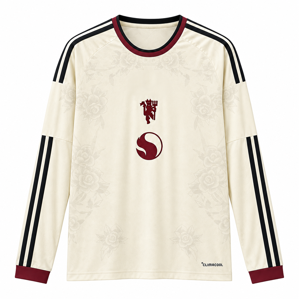 Manchester United 26/27 Ivory/Beige/Maroon/Black Stripes Third Long Sleeve Jersey