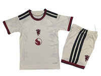 Manchester United 26/27 Ivory/Beige/Maroon/Black Third Kids Jersey Set