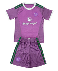 Manchester United 26/27 Pink/Green Away Goalkeeper Kids Jersey Set