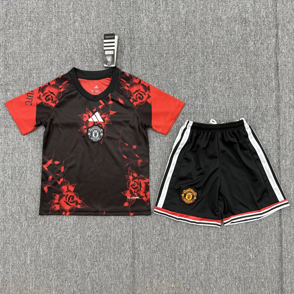 Manchester United 26/27 Red/Black Pre-Match Kids Jersey Set
