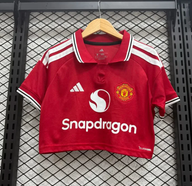 Manchester United 26/27 Red/White Stripes Home Women Cropped Jersey