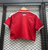 Manchester United 26/27 Red/White Stripes Home Women Cropped Jersey