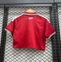Manchester United 26/27 Red/White Stripes Home Women Cropped Jersey