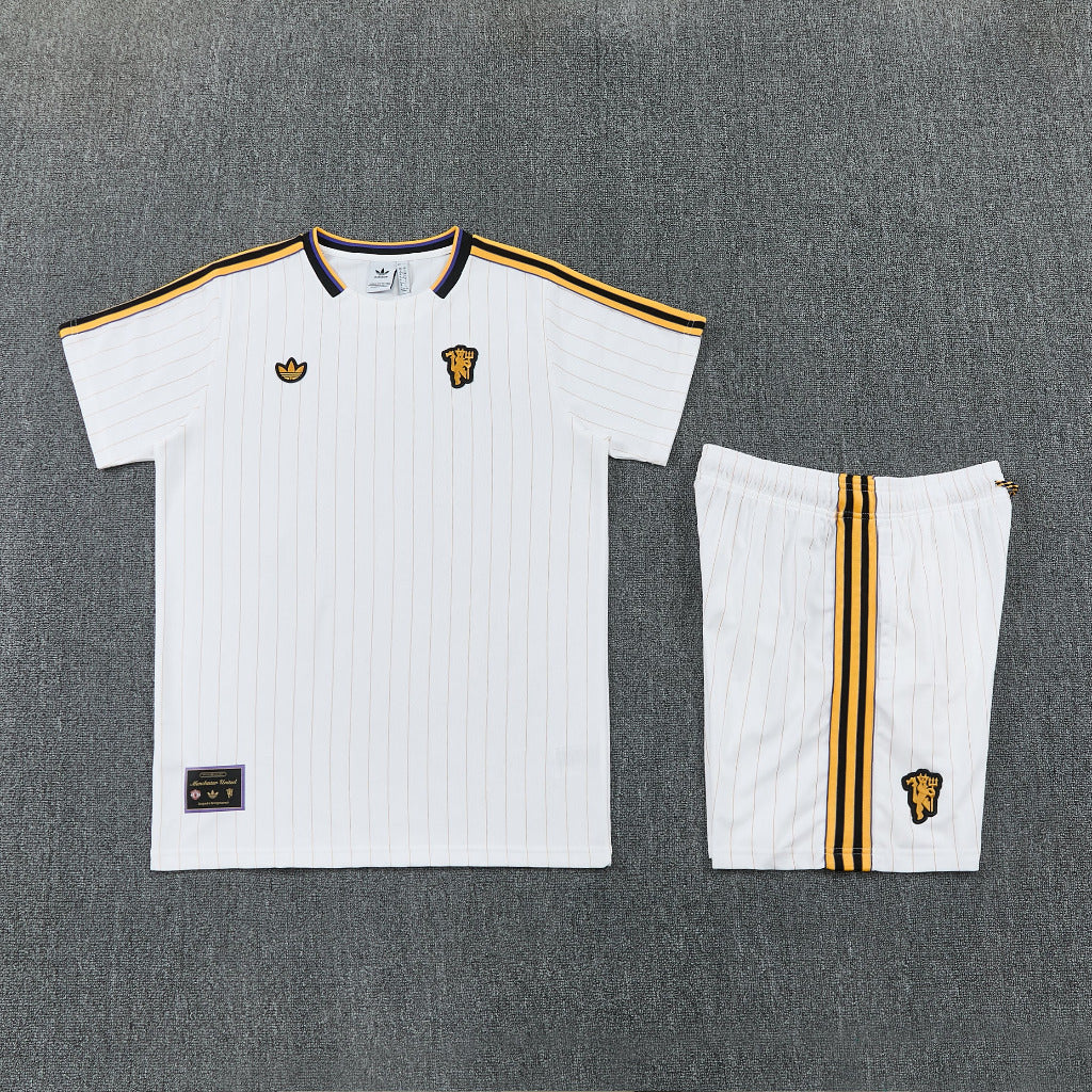 Manchester United 26/27 White/Black/Yellow Pinstripe Jersey