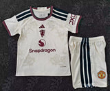 Manchester United 26/27 White/Maroon Away Kids Jersey Set