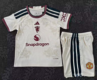 Manchester United 26/27 White/Maroon Away Kids Jersey Set