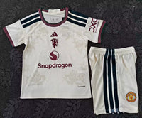 Manchester United 26/27 White/Maroon Away Kids Jersey Set