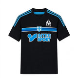 Marseille 2014/15 Black/Bright Blue Stripes Retro Third Jersey
