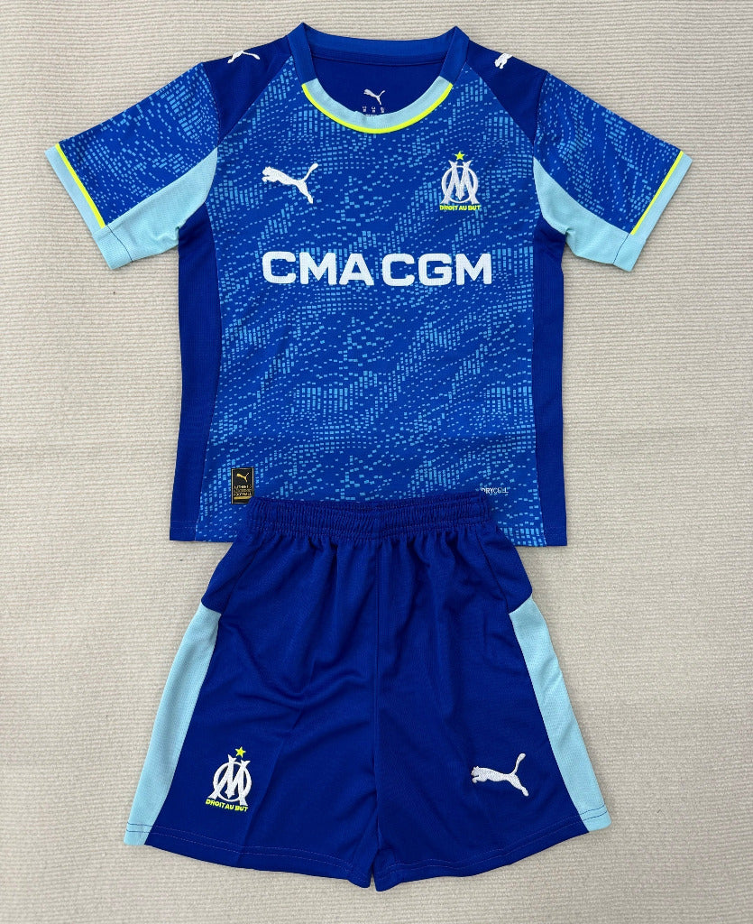 Marseille 25/26 Blue Third Away Kids Jersey Set