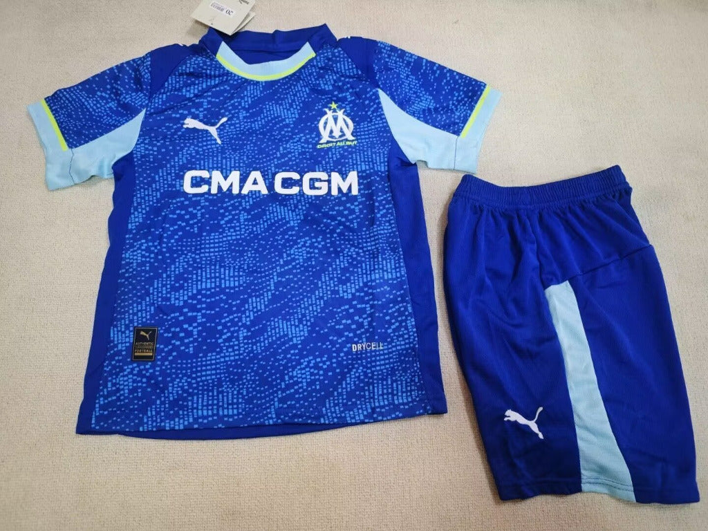 Marseille 25/26 Blue Third Away Kids Jersey Set