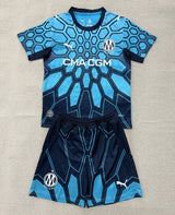 Marseille 26/27 Blue Honeycomb Goalkeeper Kids Jersey Set