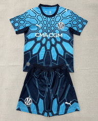 Marseille 26/27 Blue Honeycomb Goalkeeper Kids Jersey Set