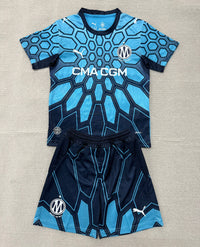 Marseille 26/27 Blue Honeycomb Goalkeeper Kids Jersey Set