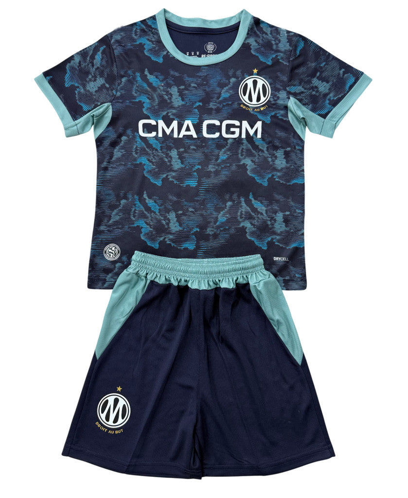 Marseille 26/27 Dark Navy/Sea Blue Away Kids Jersey Set