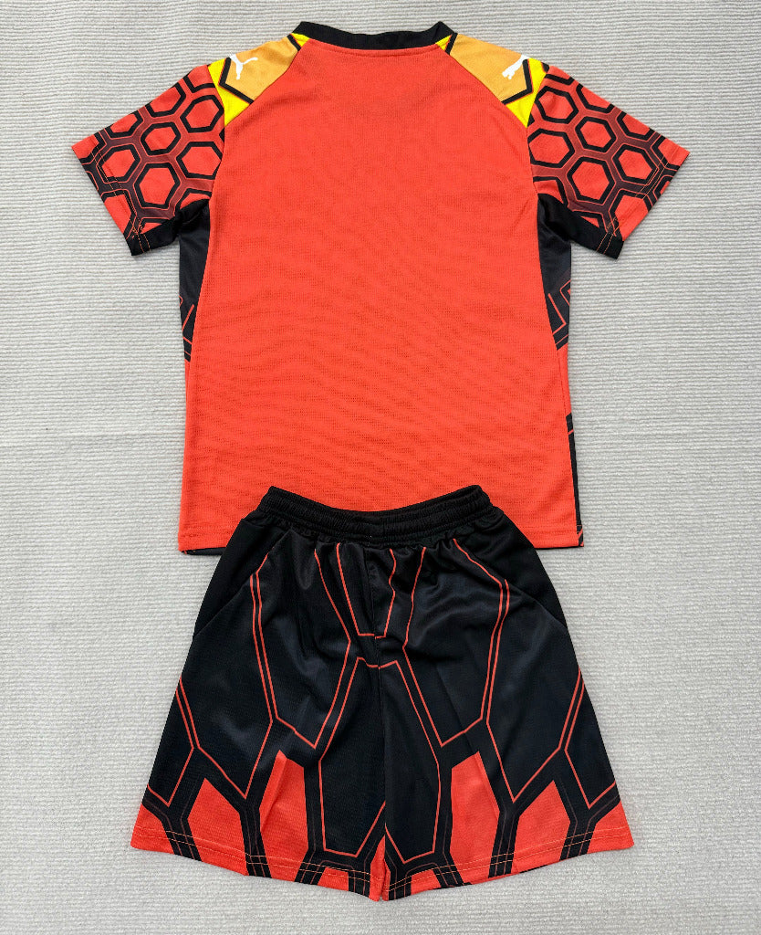 Marseille 26/27 Orange/Black Honeycomb Goalkeeper Kids Jersey Set