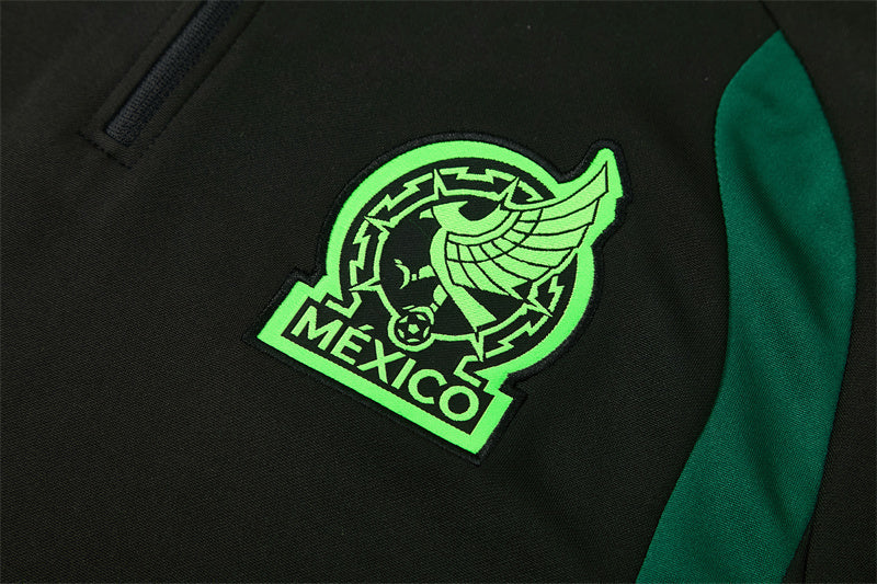 Mexican 26/27 Black/Semi Flash Green Training Tracksuit Set