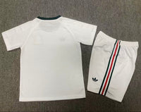 Mexico 1986 Retro White/Black/Red Away Kids Jersey Set